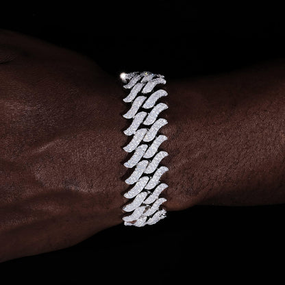 Spiked iced Cuban bracelet 20mm wide with diamond details
