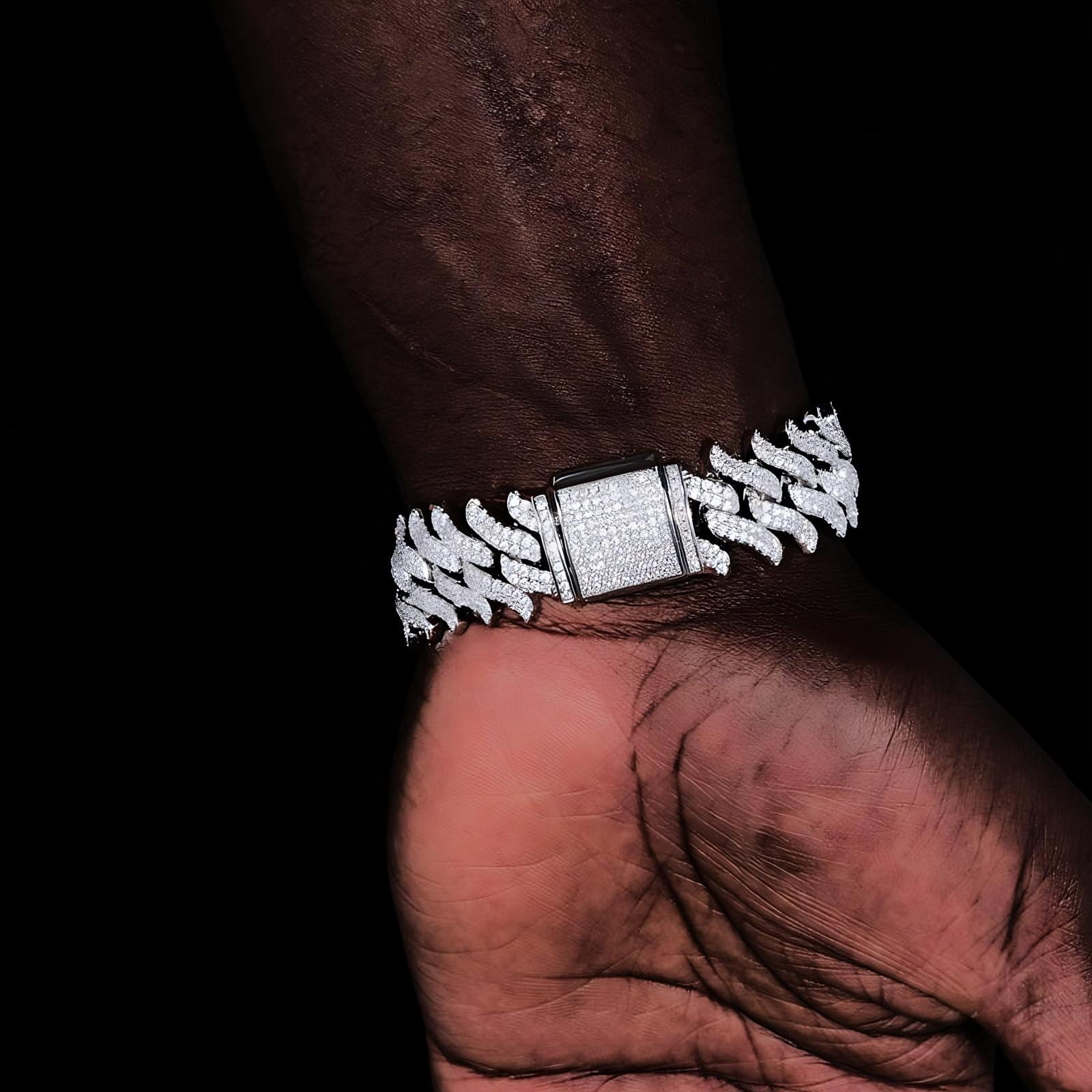 20mm iced Cuban bracelet with spike design hip hop style