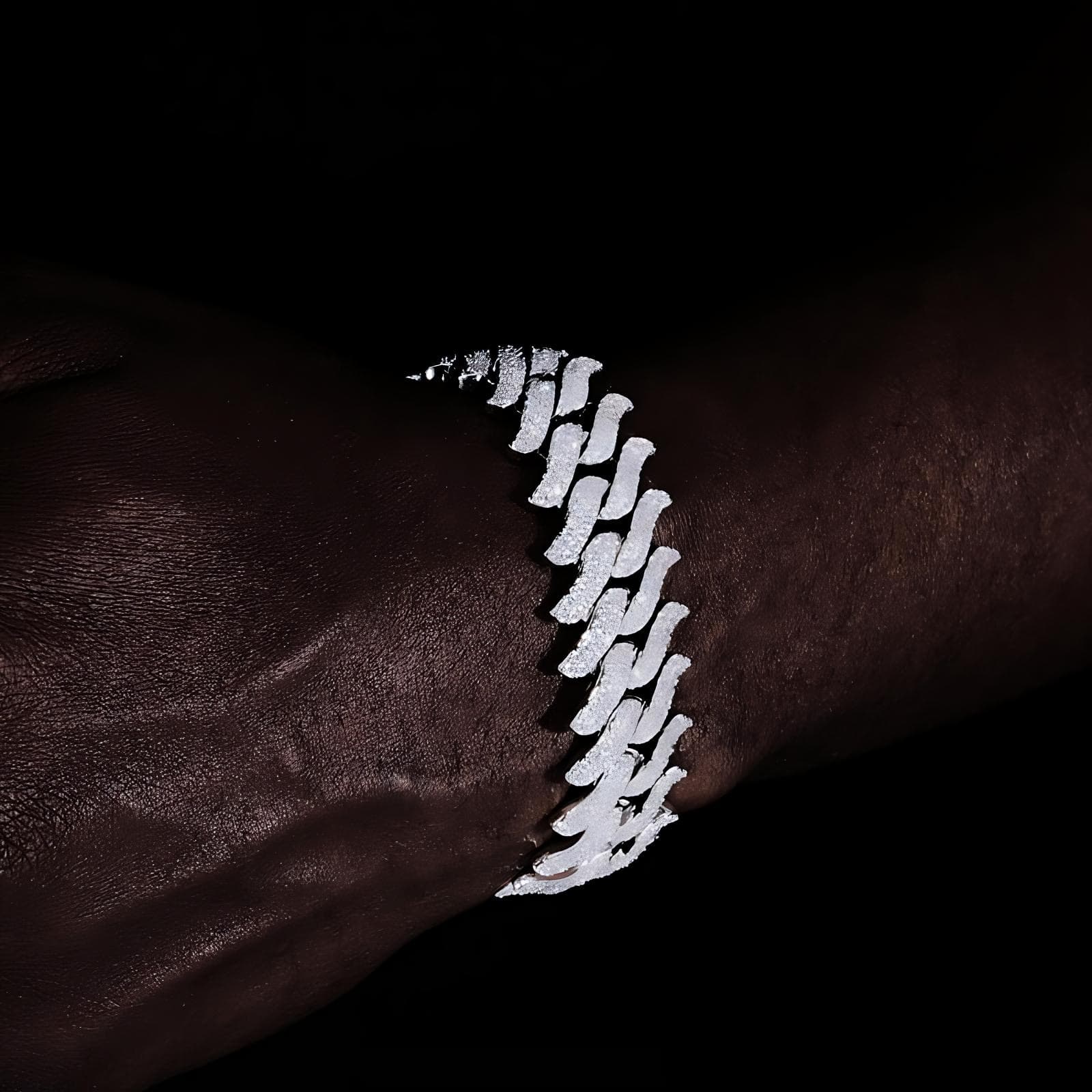 White gold spiked Cuban link bracelet 20mm iced finish 