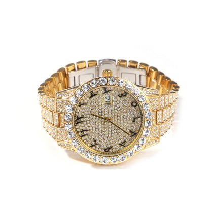 Full Diamond British Floral Digital Watch
