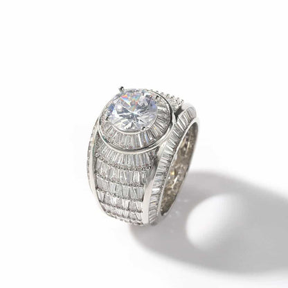 Men's Diamond-Encrusted Hip-Hop Ring in 18K Gold Plating