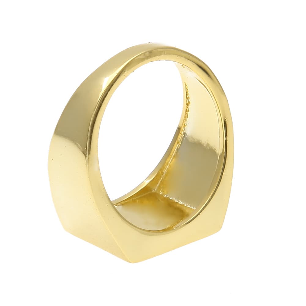 Micro Pave Square Men's Ring in 18K Gold Plating