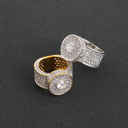 Micro Pave Classic Large Diamond 18K Gold Ring