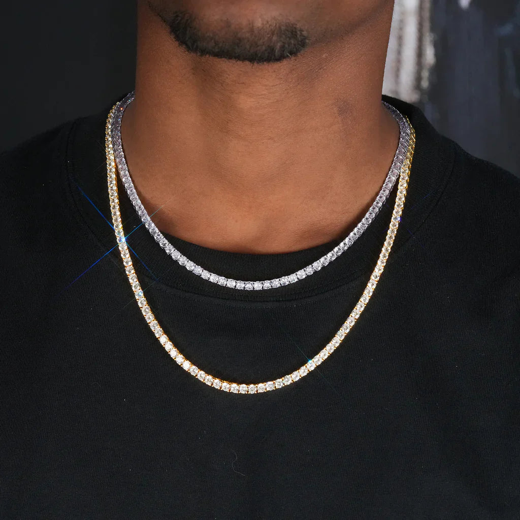 S925 Tennis Chain in Yellow Gold - 4mm