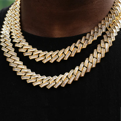 Baguette Channel Set Cuban Chain - 14mm
