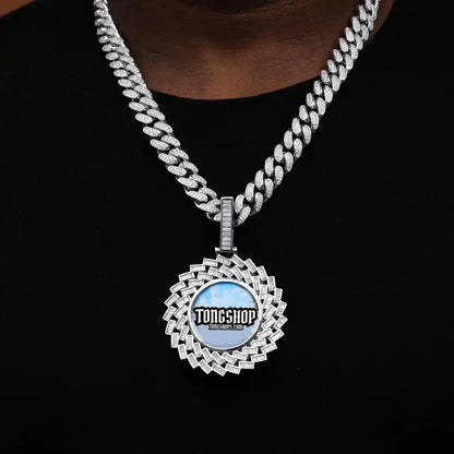 LARGE 3D RECTANGULAR T CUBIC Zirconia Custom Picture Pendant