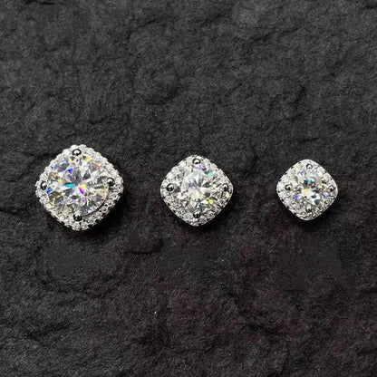 S925 VVS moissanite sugar cube earrings full diamond square design