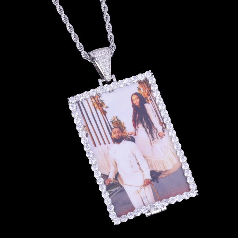 3D Custom Photo Large Square Pendant - 40mm