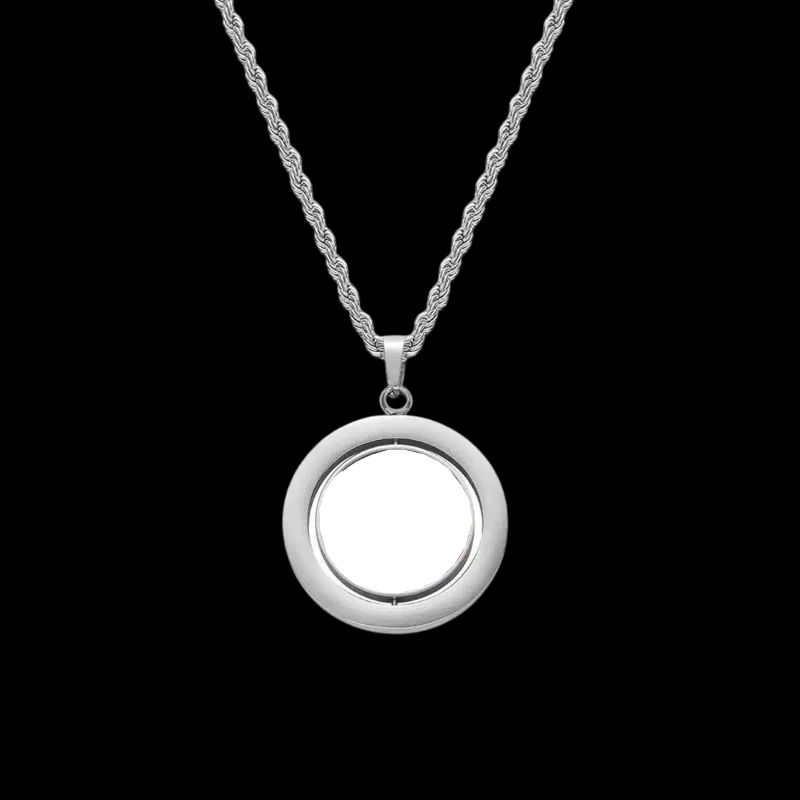 3D Customized Double Sided Photo Stainless Steel Round Pendant - 33mm