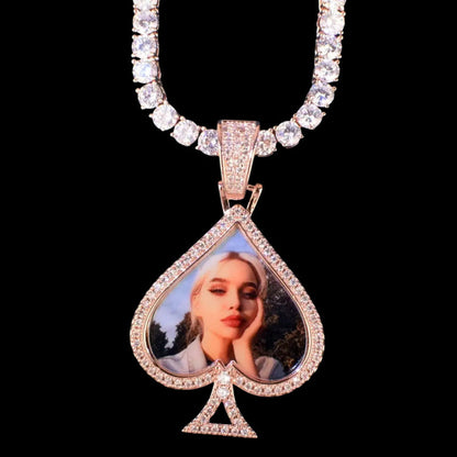 3D Customized Photo Ace of Spades Pendant - 32mm