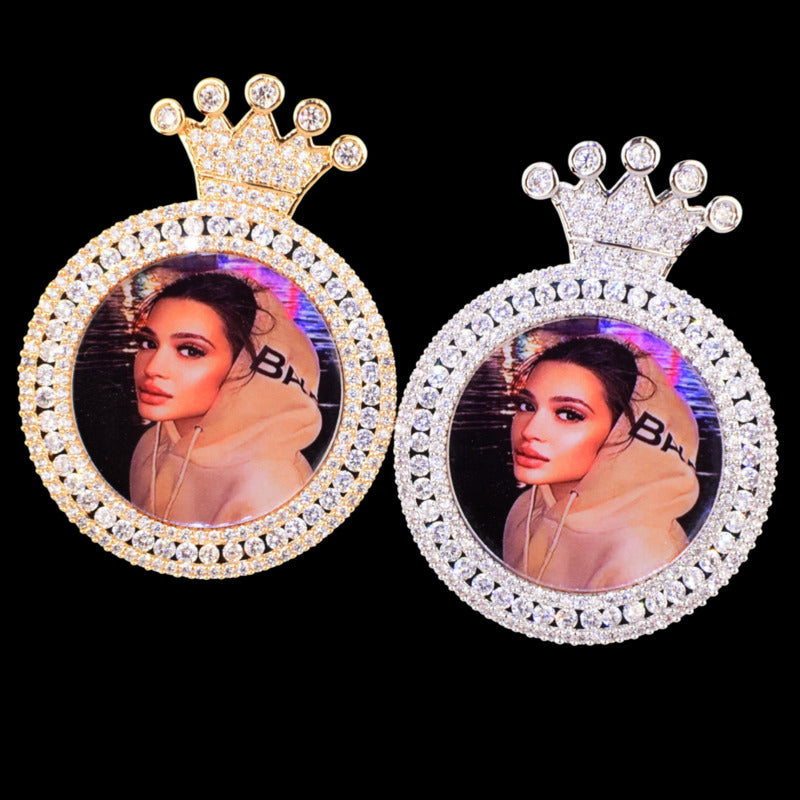 3D Customized Photo Crown Round Pendant - 40mm