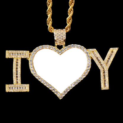 3D Customized Photo "I Love You" Heart Pendant - 70mm