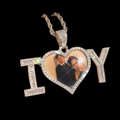 3D Customized Photo "I Love You" Heart Pendant - 70mm
