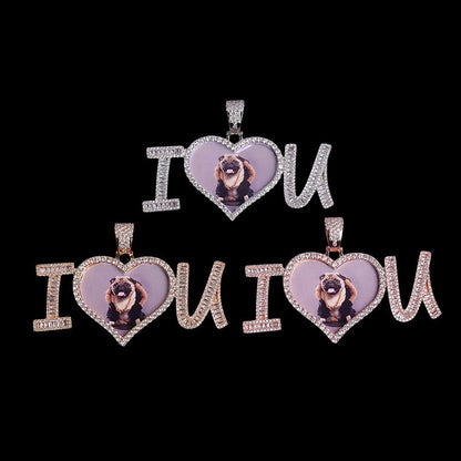 3D Customized Photo "I Love You" Pendant - 75mm