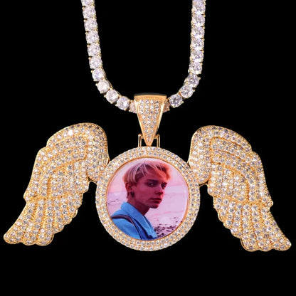 3D Customized Photo Ice Wings Pendant - 90mm