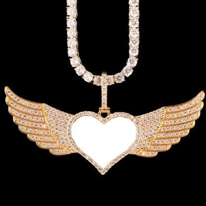 3D Customized Photo Love Wings Pendant - 82mm