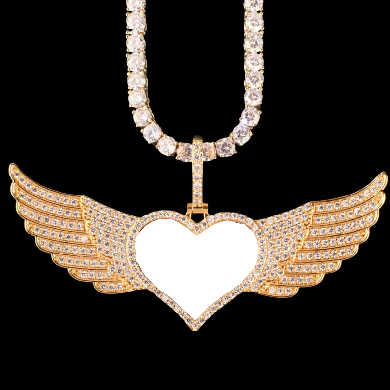 3D Customized Photo Love Wings Pendant - 82mm