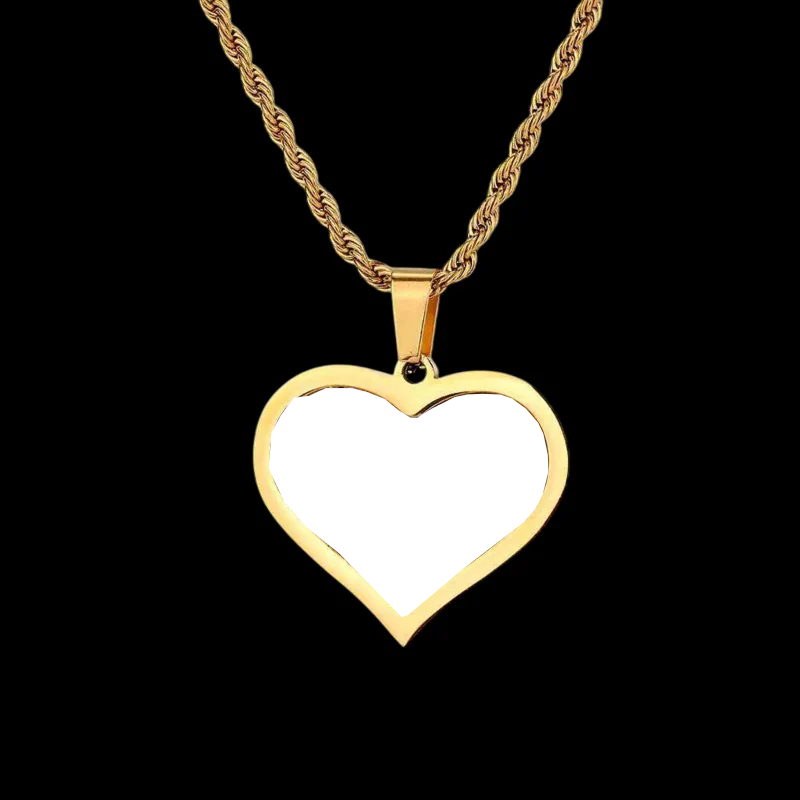 3D Customized Photo Stainless Steel Heart Pendant - 35mm