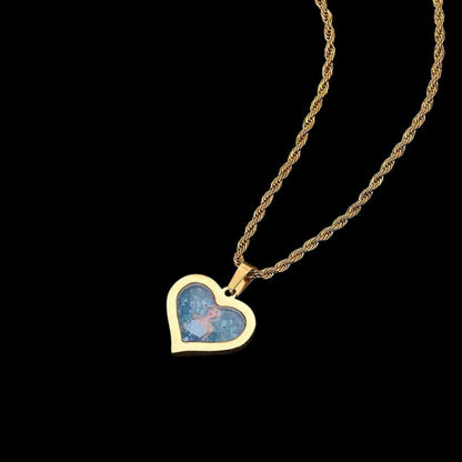 3D Customized Photo Stainless Steel Heart Pendant - 35mm