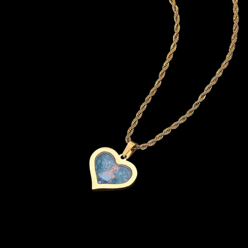 3D Customized Photo Stainless Steel Heart Pendant - 35mm