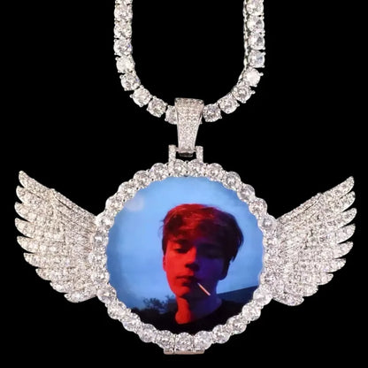 3D Customized Photo Wings Love Pendant
