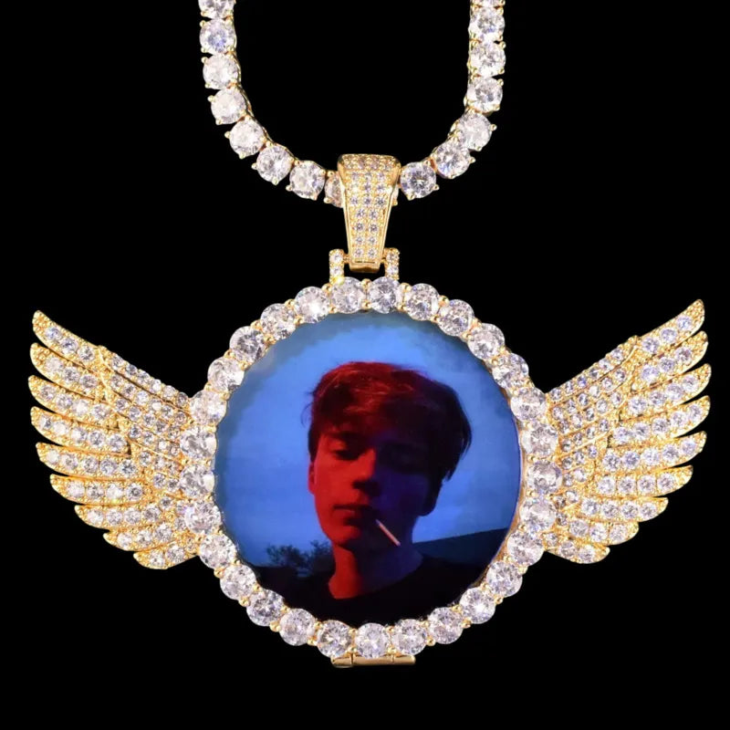 3D Customized Photo Wings Love Pendant