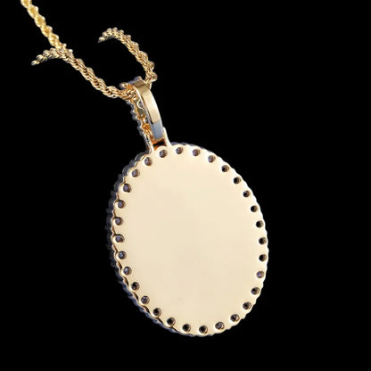 3D New Custom Photo Oval Pendant in Yellow Gold - 38mm