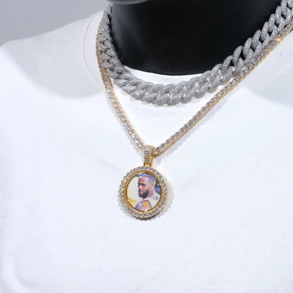 3D SPINNING 2-FACED CUSTOM PICTURE ROUND  PENDANT - 42mm
