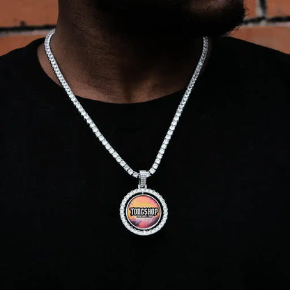 3D SPINNING 2-FACED CUSTOM PICTURE ROUND  PENDANT - 42mm