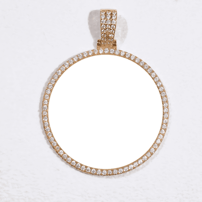 3D circle custom pendant necklace with blank frame, ready for personalized photo design