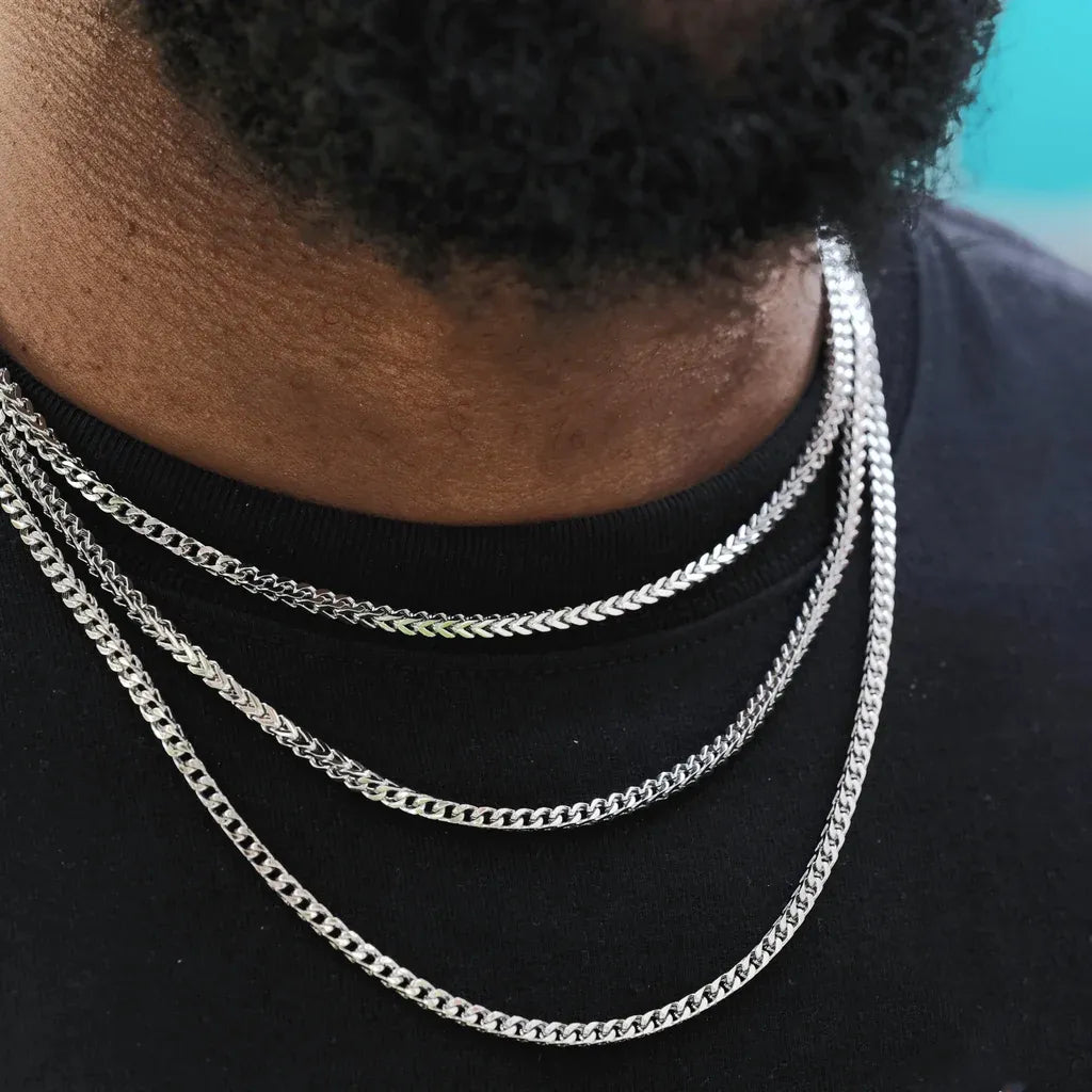 3mm Franco Link Chain White Gold