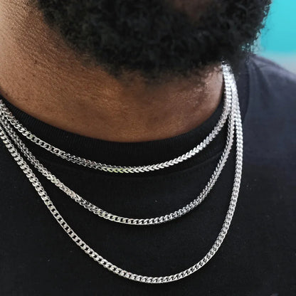 3mm Franco Link Chain White Gold