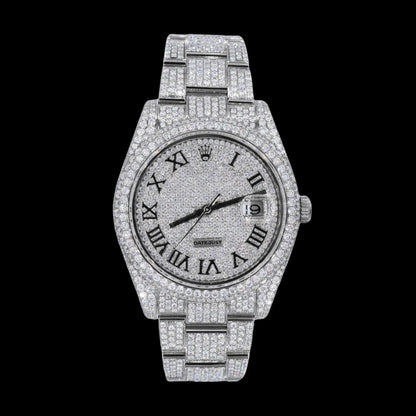 42MM Fully Iced Out Round Era® in White Gold, Color:14K White Plated - TONGSHOP