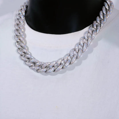 5-Row Iced Cuban Chain - 18mm, Color: White Gold, Width: 18mm, Material: 14k White Gold Plated, Size 18" 20" 22" 24", - TONGSHOP