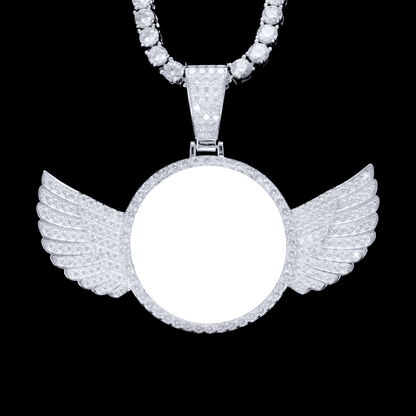 925S & VVS MOISSANITE 3D WING CUSTOM PICTURE PENDANT