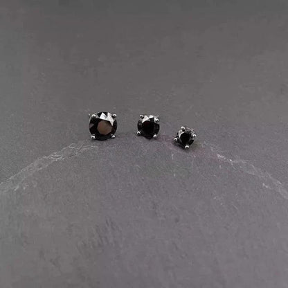 S925 Black VVS Moissanite Four Prong Black Stud Earrings