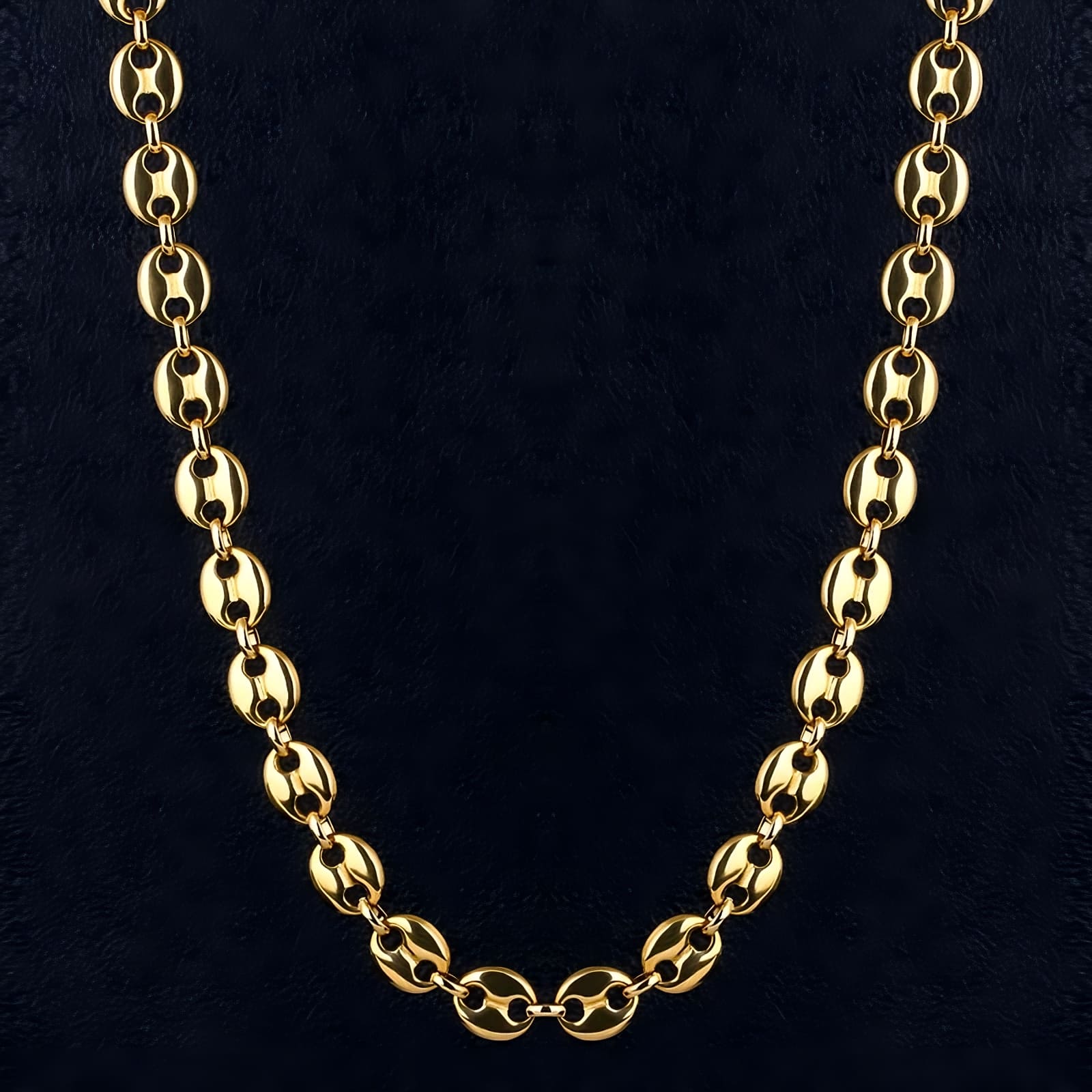 7mm 22" Stainless Steel Coffee Bean Chain in Gold
