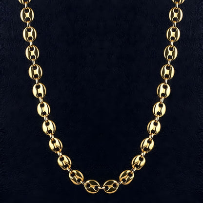7mm 22" Stainless Steel Coffee Bean Chain in Gold