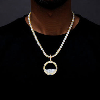 925S Round Ice Crystal Pendant - 35mm