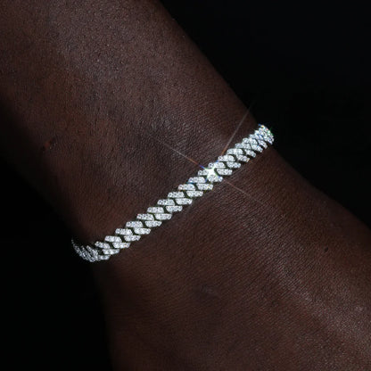 925S & VVS Moissanite Prong Cuban Bracelet - 6.5mm