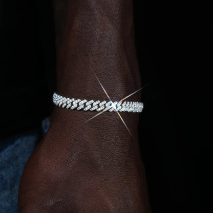 925S & VVS Moissanite Prong Cuban Bracelet - 6.5mm