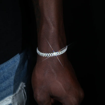 925S & VVS Moissanite Prong Cuban Bracelet - 6.5mm