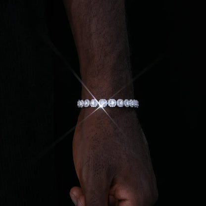 925S & VVS Moissanite Clustered Tennis Bracelet - 8MM