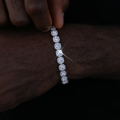925S & VVS Moissanite Clustered Tennis Bracelet - 8MM