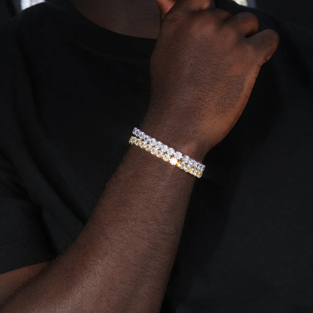 Men’s fashion 925 sterling silver 6mm tennis bracelet on wrist