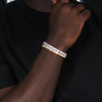 Men’s fashion 925 sterling silver 6mm tennis bracelet on wrist