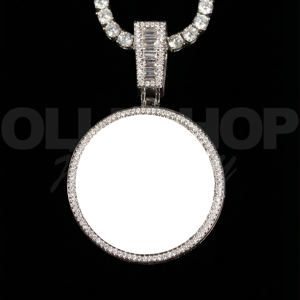 Custom Iced-Out Round Photo Pendant