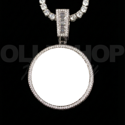 Custom Iced-Out Round Photo Pendant