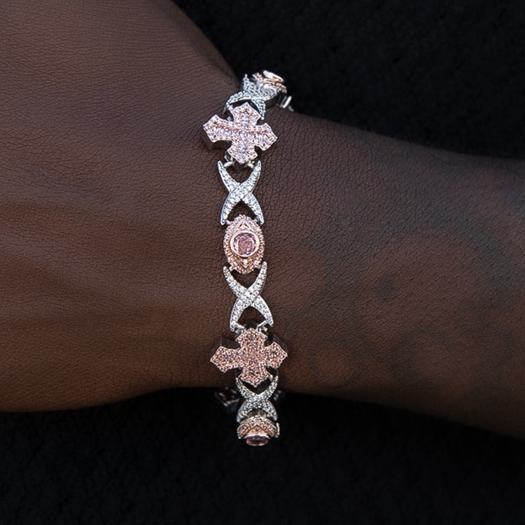 Baguette Cross Evil Eye Bracelet - 16mm