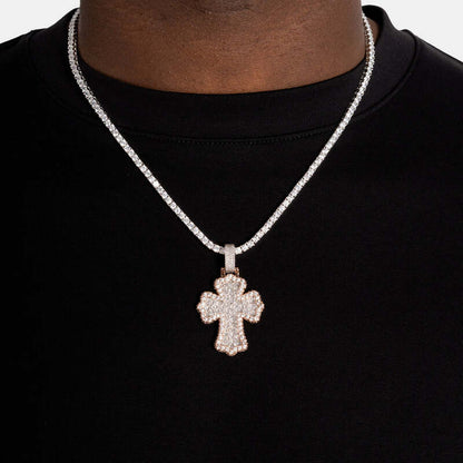 Baguette Cross Pendant in Rose Gold